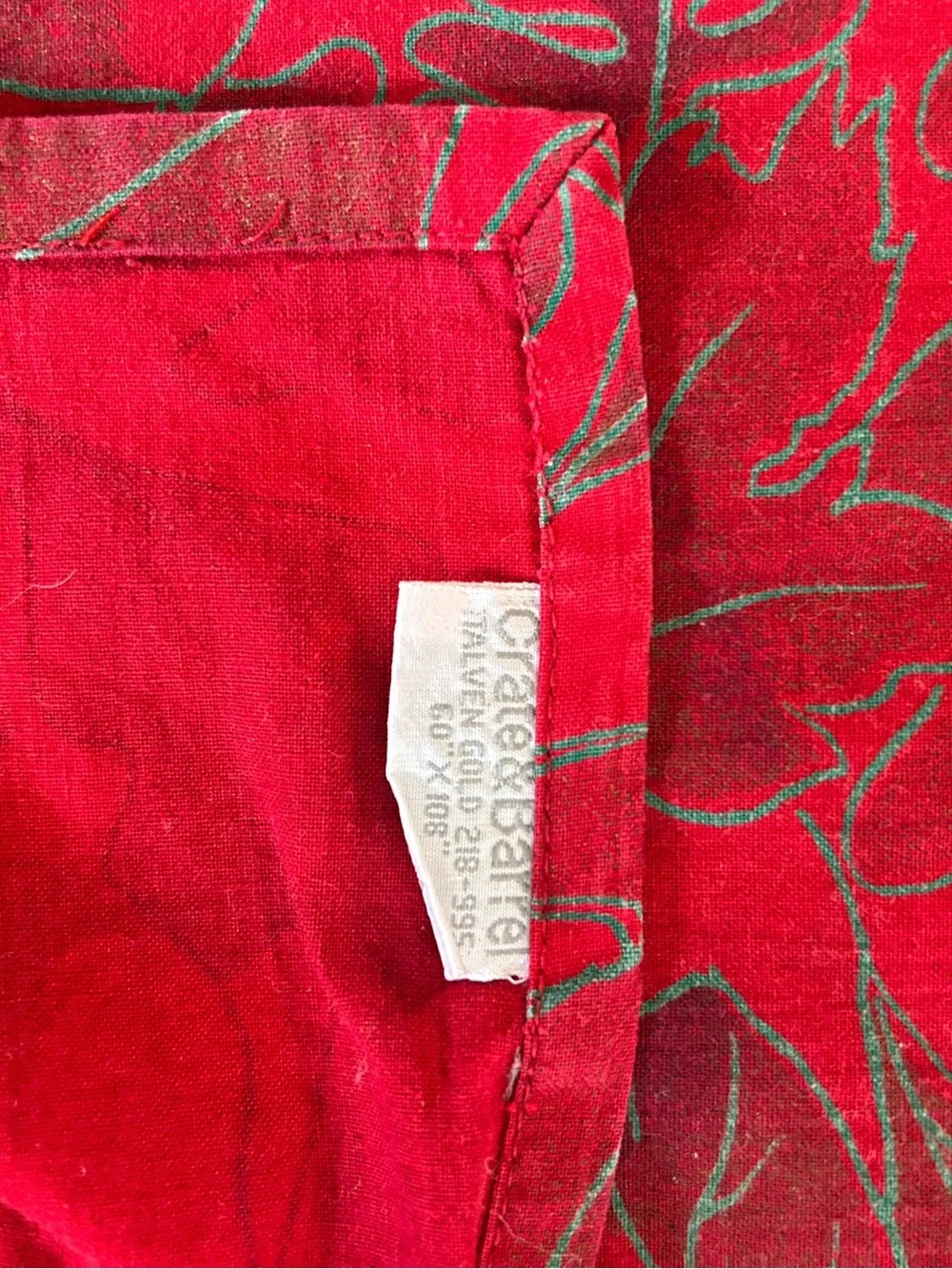 Vintage CRATE & BARREL Talven Gold Block Printed Cotton Tablecloth #0515264